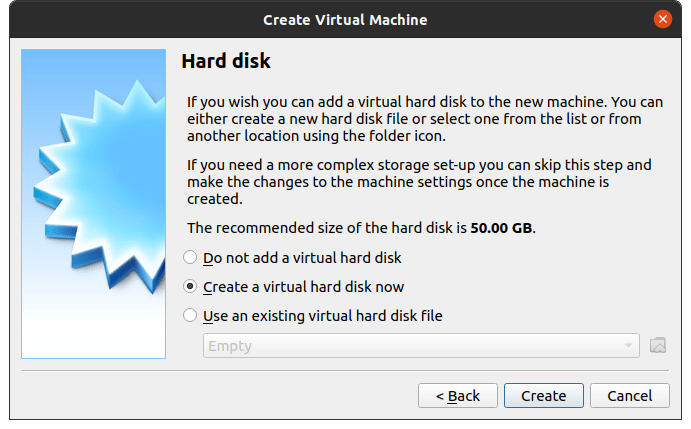How to Run and Use Windows 10 in Linux PC? 15 Choose “Create a virtual hard disk now” and then click on “Create” to continue