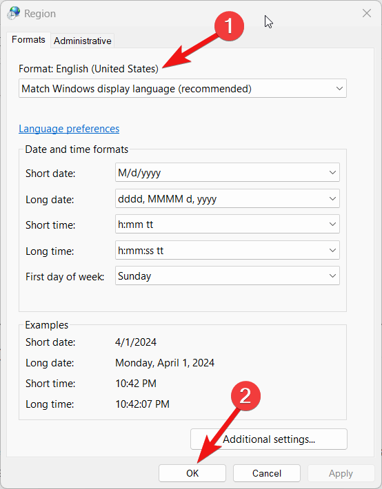 How to Fix Windows 11 Lock Screen in Another Language 5 Choose English language format