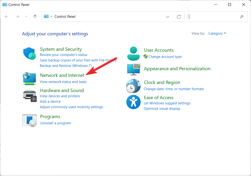 How to Set a Static IP Address on Windows 11? 18 Choose Network and Internet option from the control panel