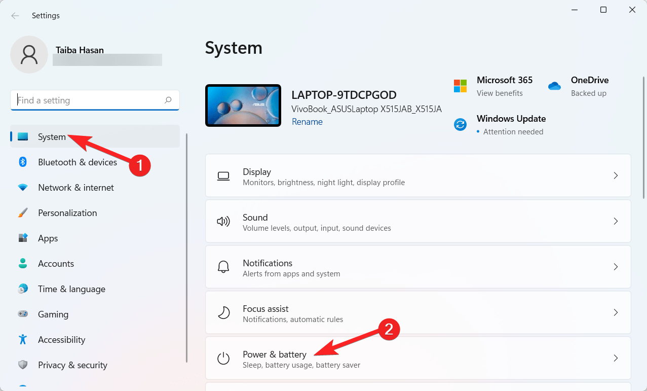 How to Setup and Use Power Throttling in Windows 11? 7 Choose Power & battery option from the right section