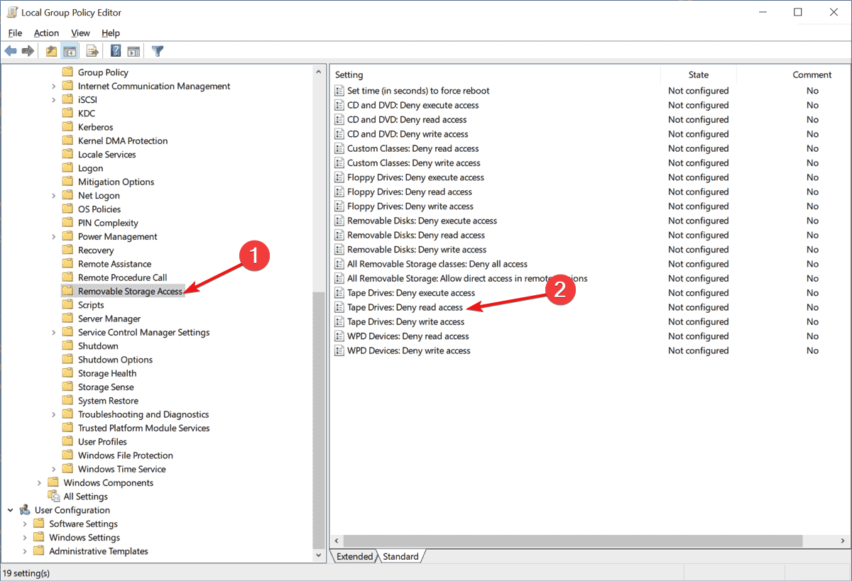 Choose Removable Storage Access