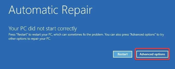 How to Fix Kernel_Security_Check_Failure Error? 3 Choose advanced options on Automatic repair screen
