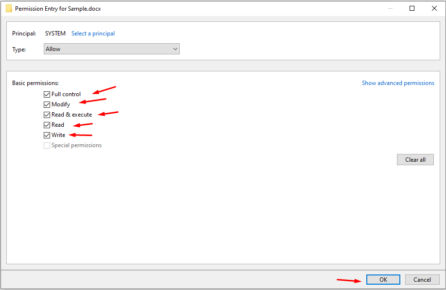 Fix Zip Error - File Not Found or No Read Permission on Windows PC 23 Choose all permissions and then click on “OK” to save the changes