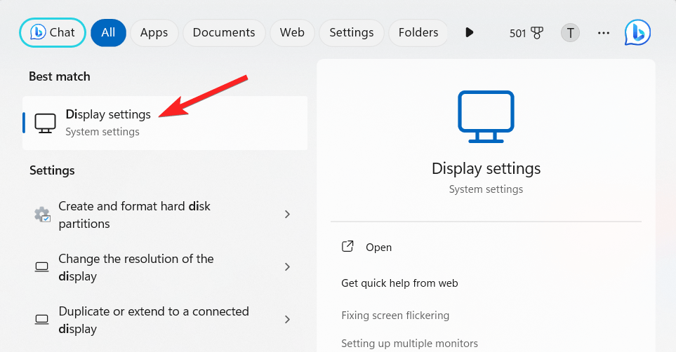How to Fix Stretched Screen Issue in Windows 11 13 Choose display settings from the search results section