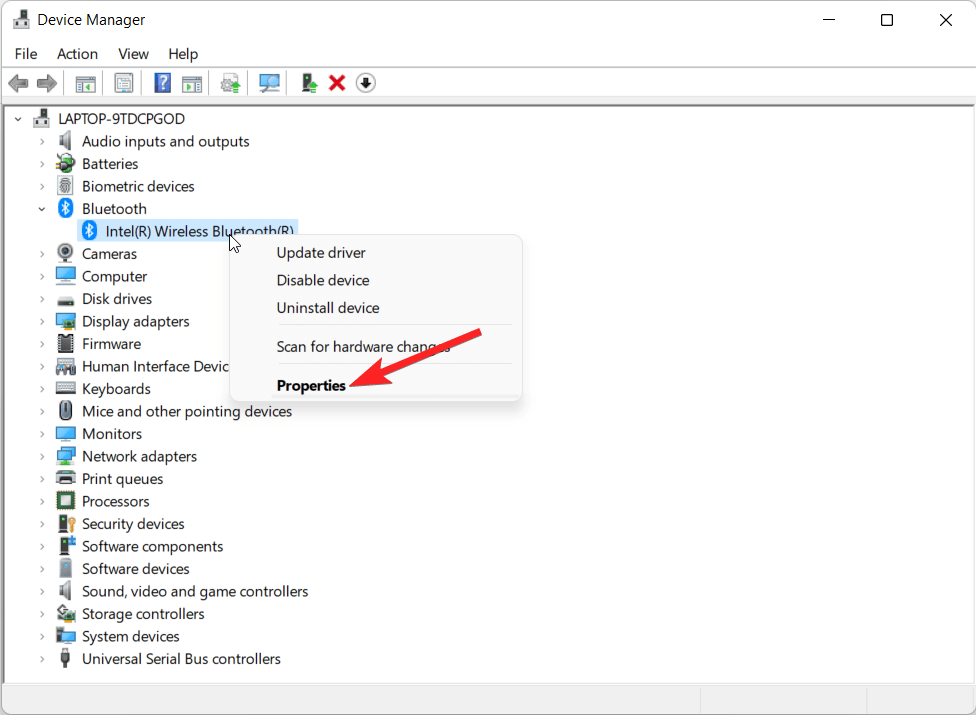 How to Fix Dynamic Lock Not Working in Windows 11 15 Choose properties of bluetooth wireless adapter