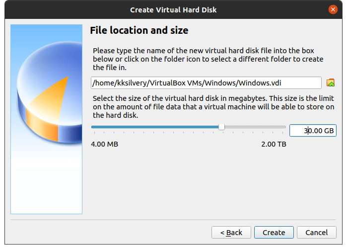 How to Run and Use Windows 10 in Linux PC? 18 Choose the HDD size between 30GB to 50GB depending on the requirement