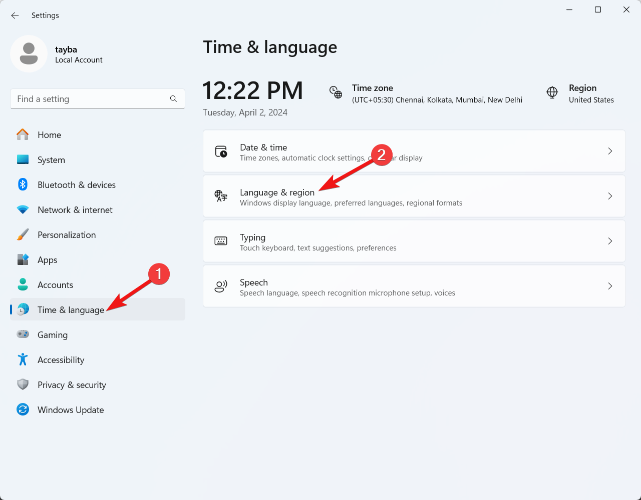 How to Fix Windows 11 Lock Screen in Another Language 21 Choose time and language and then language and region