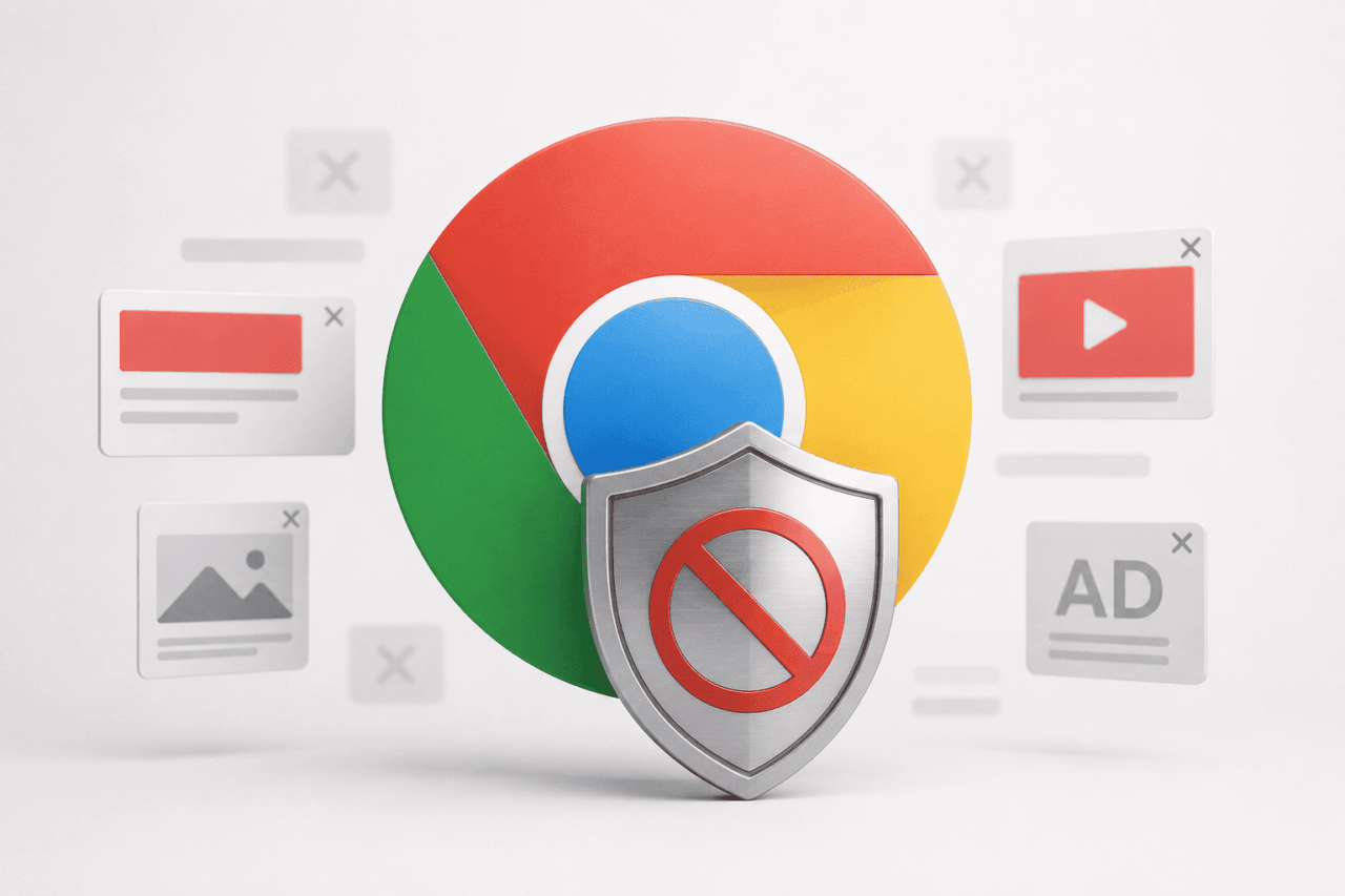 Chrome Extension Ad Blocker Concept Image