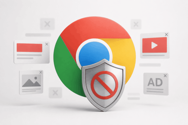 Chrome Extension Ad Blocker Concept Image
