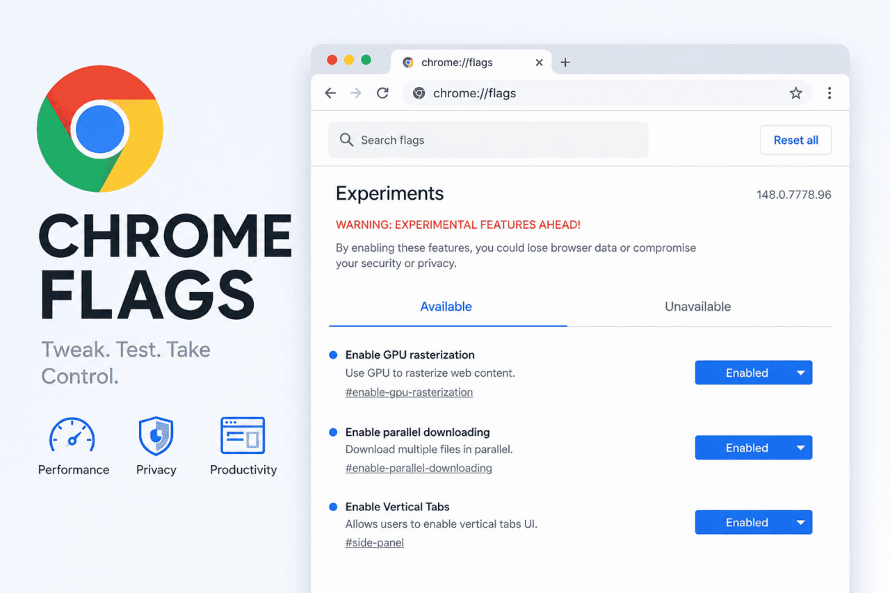 Best Chrome Flags to enable in 2026 - Tested on Chrome 148 1 Chrome flags settings mockup