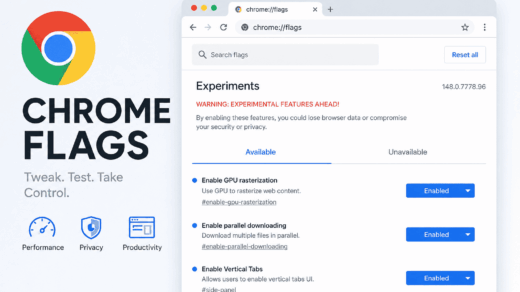 Chrome flags settings mockup