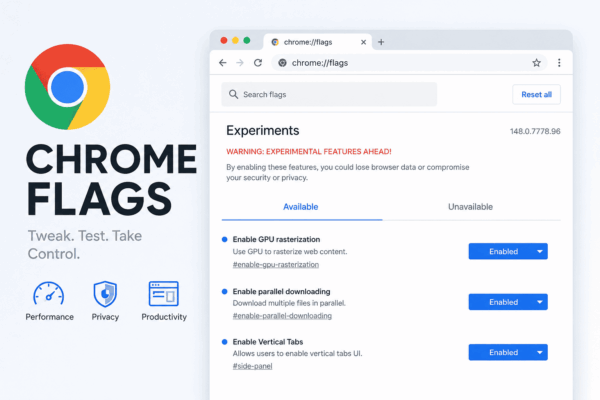 Chrome flags settings mockup