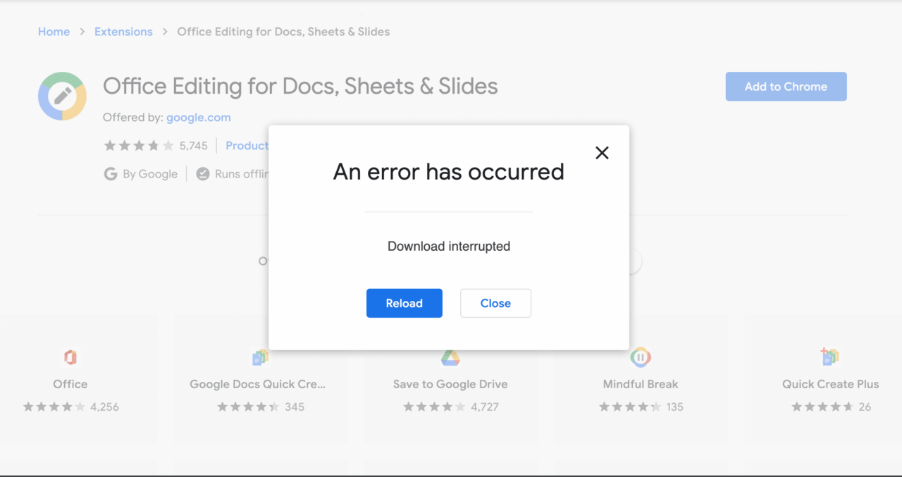 Fix Chrome Extension: An Error has Occurred, Download Interrupted 1 Chrome Extension: An Error has Occurred Download Interrupted