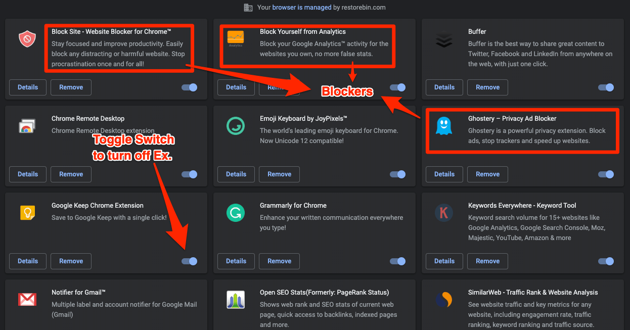 YouTube Home Screen is White and Not Loading Properly (6+ Solutions) 3 Chrome Extensions Disable Toggle Switch and Blockers Extension