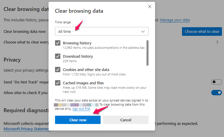 Clear Browsing Data