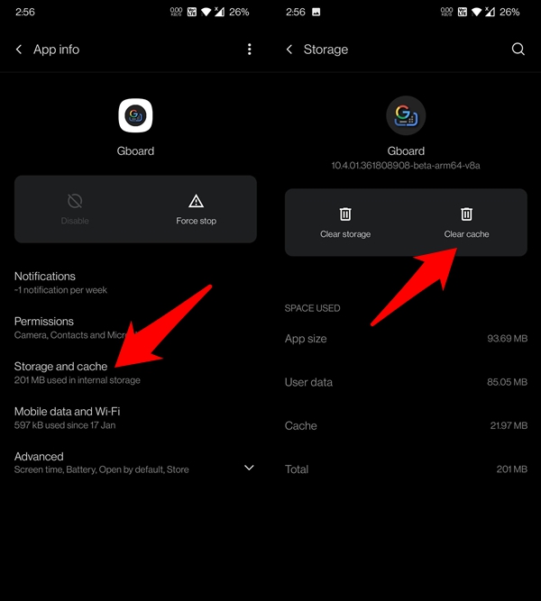 Fix Google Keyboard Not Working/Errors on Android 5 Clear Gboard Cache