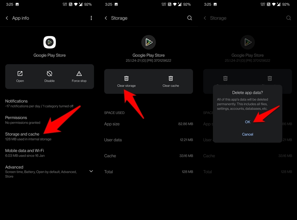 Clear Play Store App Data