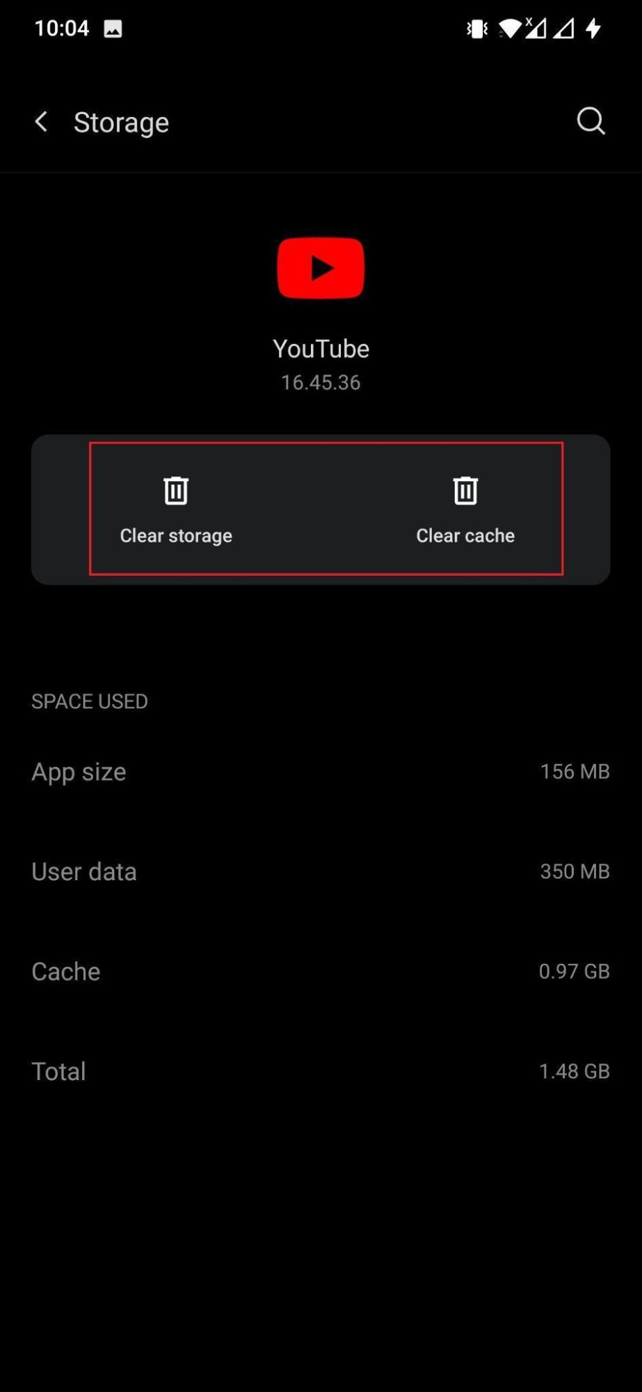 Clear Storage and Clear Cache