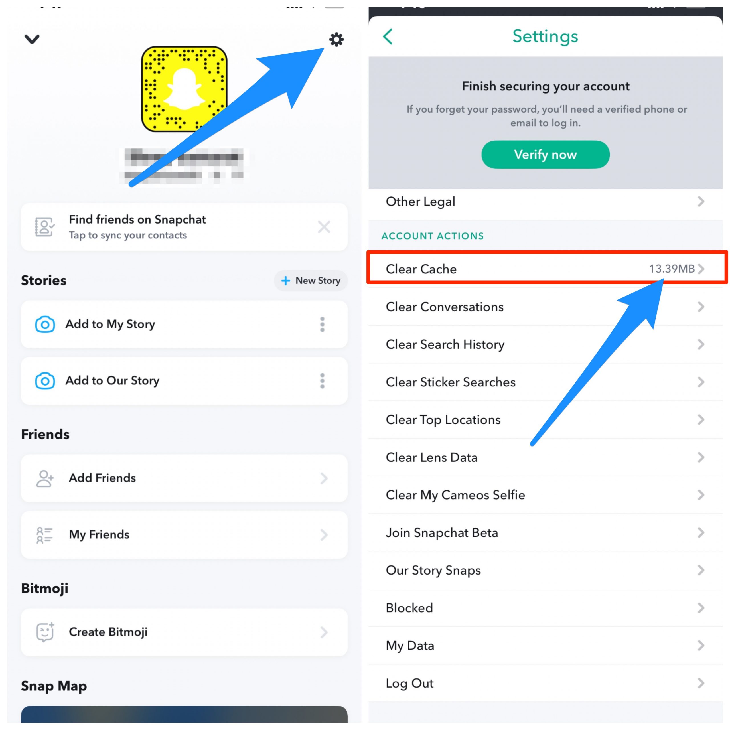 Fix Snapchat Not Loading Snaps on iOS - Stuck on Tap to Load 6 Clear_Cache_on_Snapchat_iOS