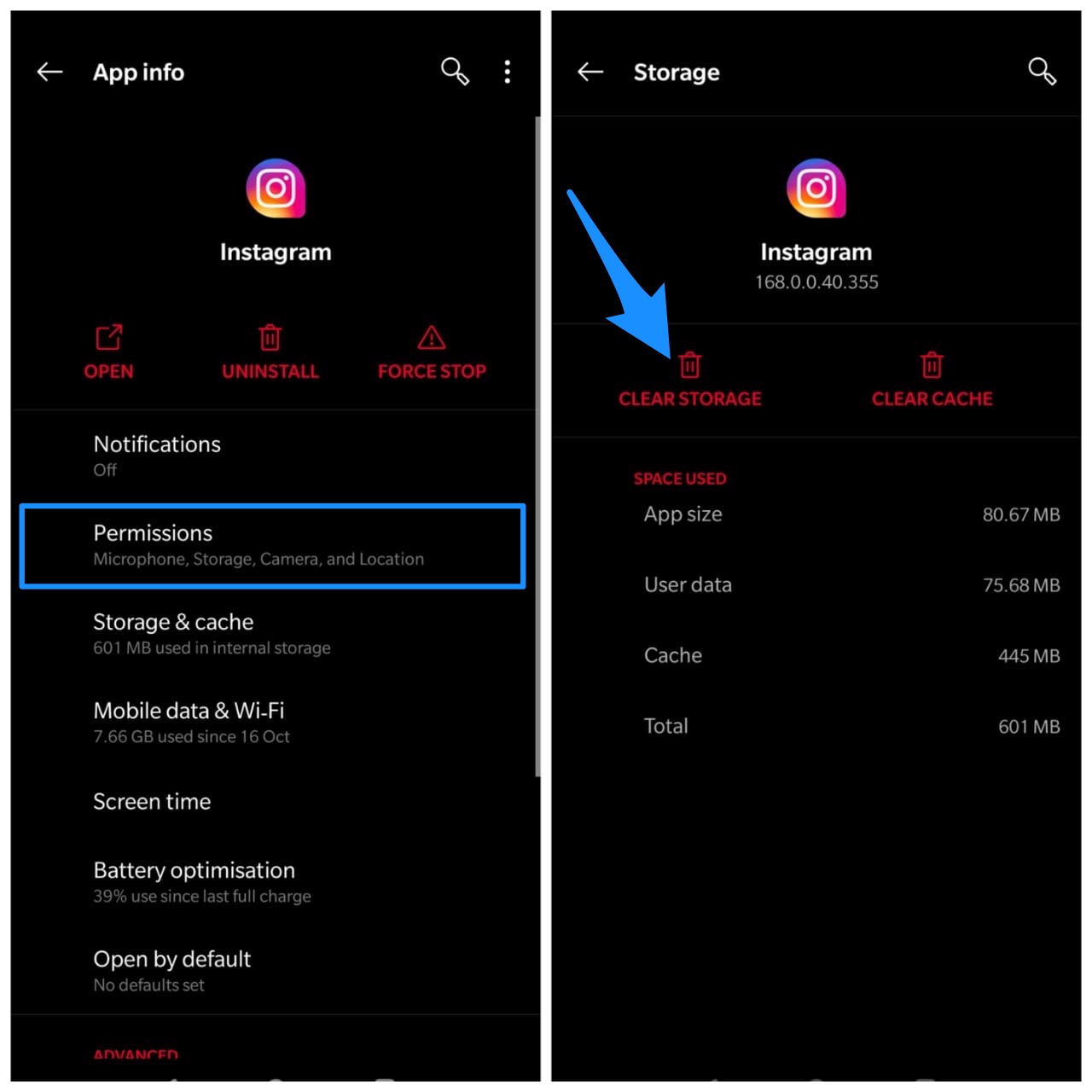'Couldn’t Load Image, Tap to Retry' Error on Instagram 4 Clear Data and Cache Instagram Android