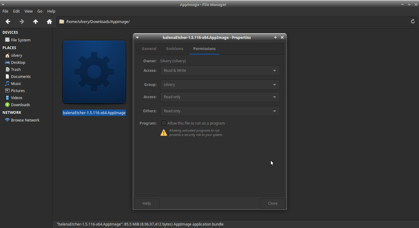 How to Open AppImage in Linux Macine? 5 Click on “Allow this file to run as a program” to continue