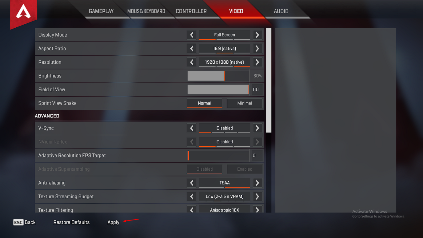 Click on “Apply” button located at the bottom