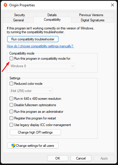 Click on “Compatibility Mode” to enable it