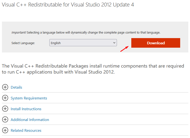 Fix - The Application Was Unable To Start Correctly (0xc0000142) 14 Click on “Download”, and you should download the packages from the official Microsoft site.
