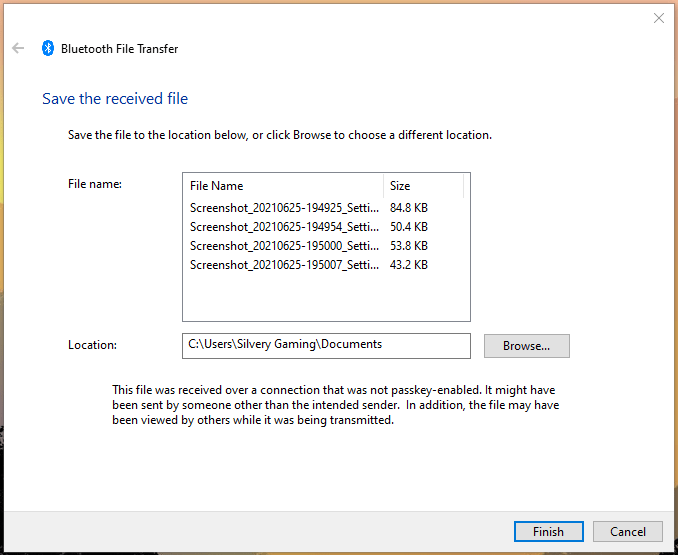 How to Use Bluetooth Send Files from Android to Windows? 14 Click on “Finish” to save them