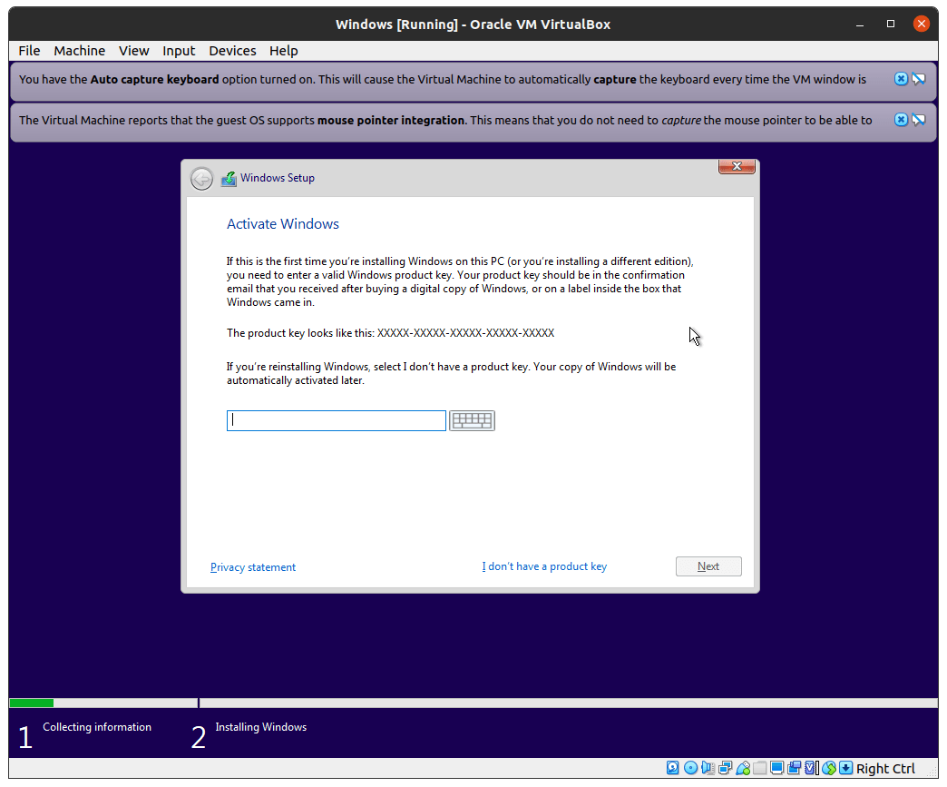How to Run and Use Windows 10 in Linux PC? 27 Click on “I don’t have a product key”, if you don’t have one