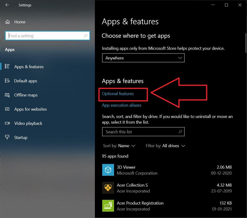 How to Screen Cast Android to Windows 10? 10 Click on Optional Feature