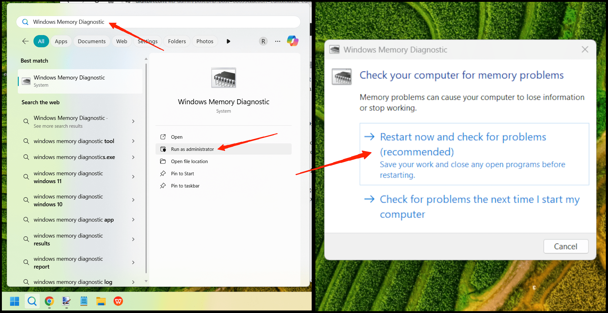 How to Make Sure that your PC RAM is Healthy? 3 Click on the Restart now and check for problems option.