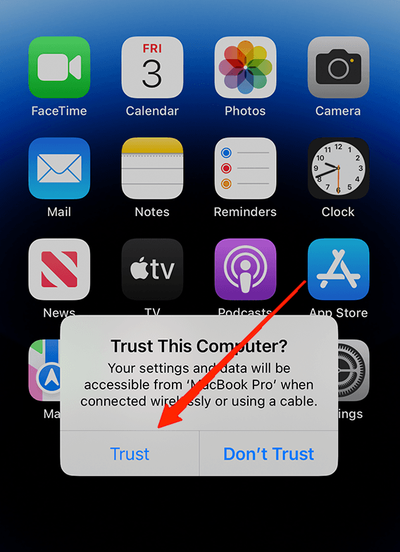 How to Transfer Local iPhone Photos and Videos to Windows PC? 4 Click on the Trust This Computer option