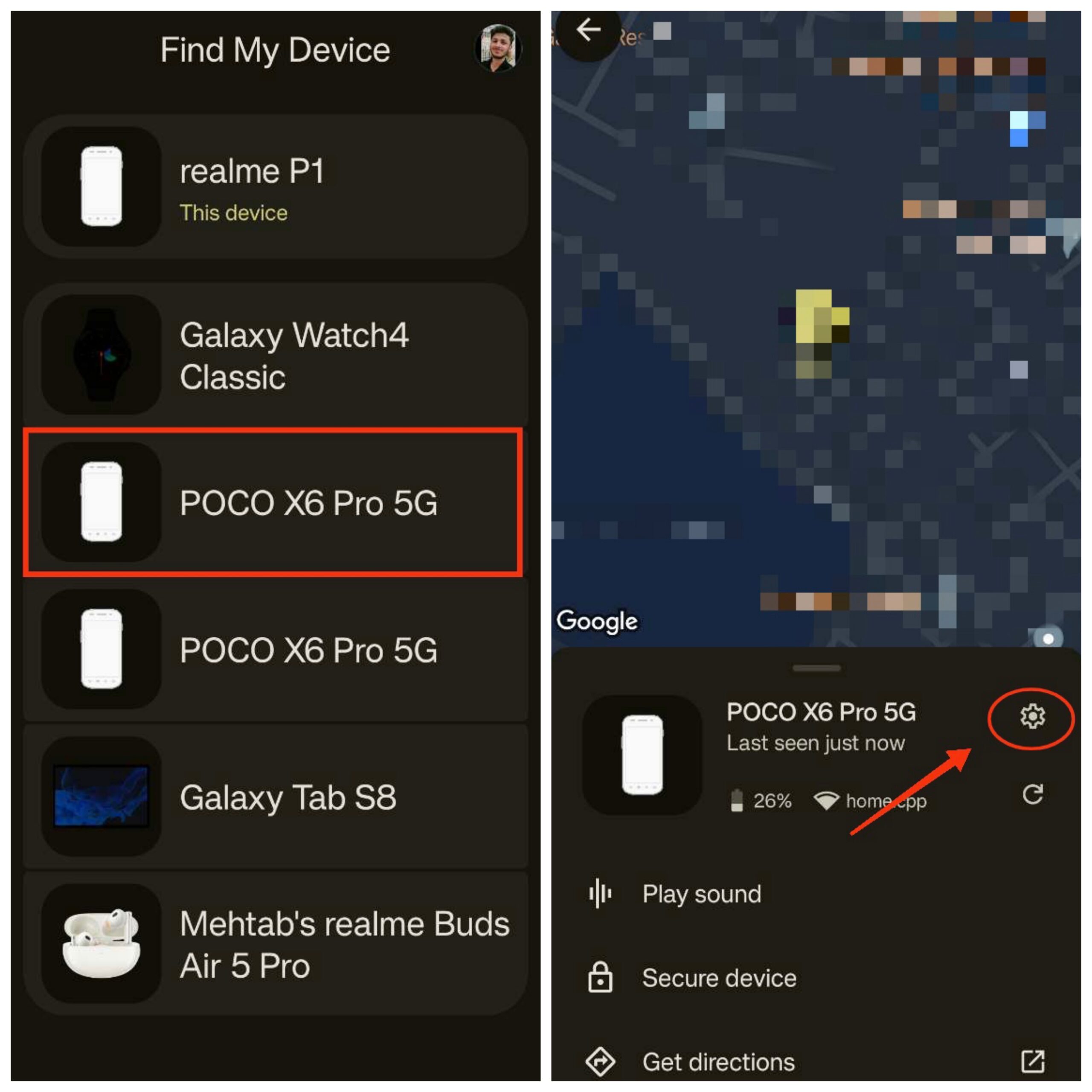 Click on the gear icon
