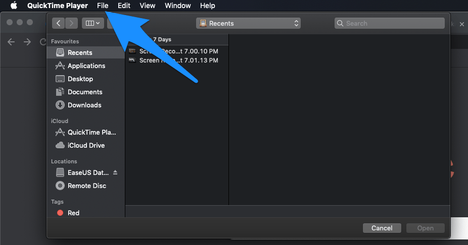 How to Record Mac Screen with System Audio? 4 Click File Option