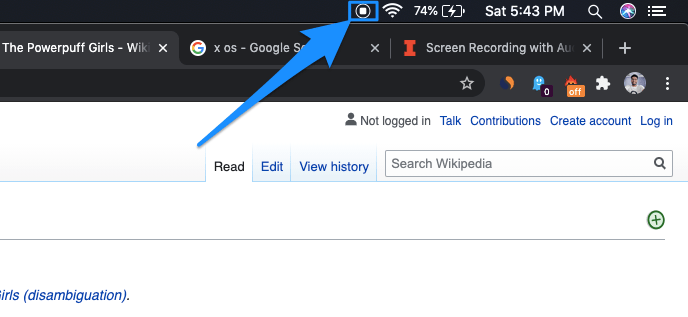 Click Icon to Stop Recording