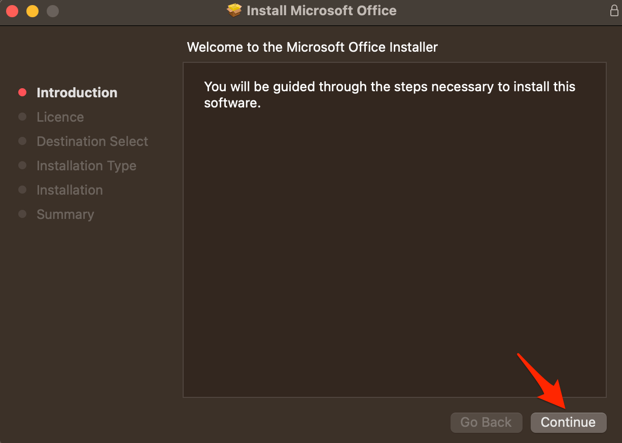 How to Download and Install Office 2019 on MacBook? 3 Click on Continue to start the installation