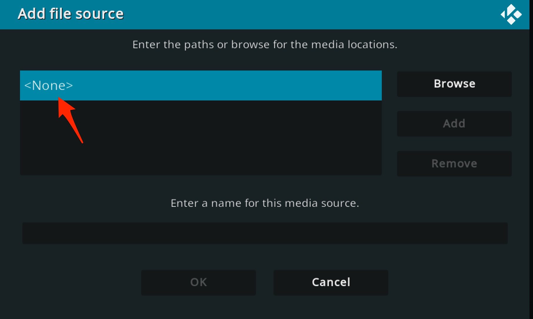 How to Fix Playback Failed on Kodi for MacBook? 9 Click on None and Enter URL