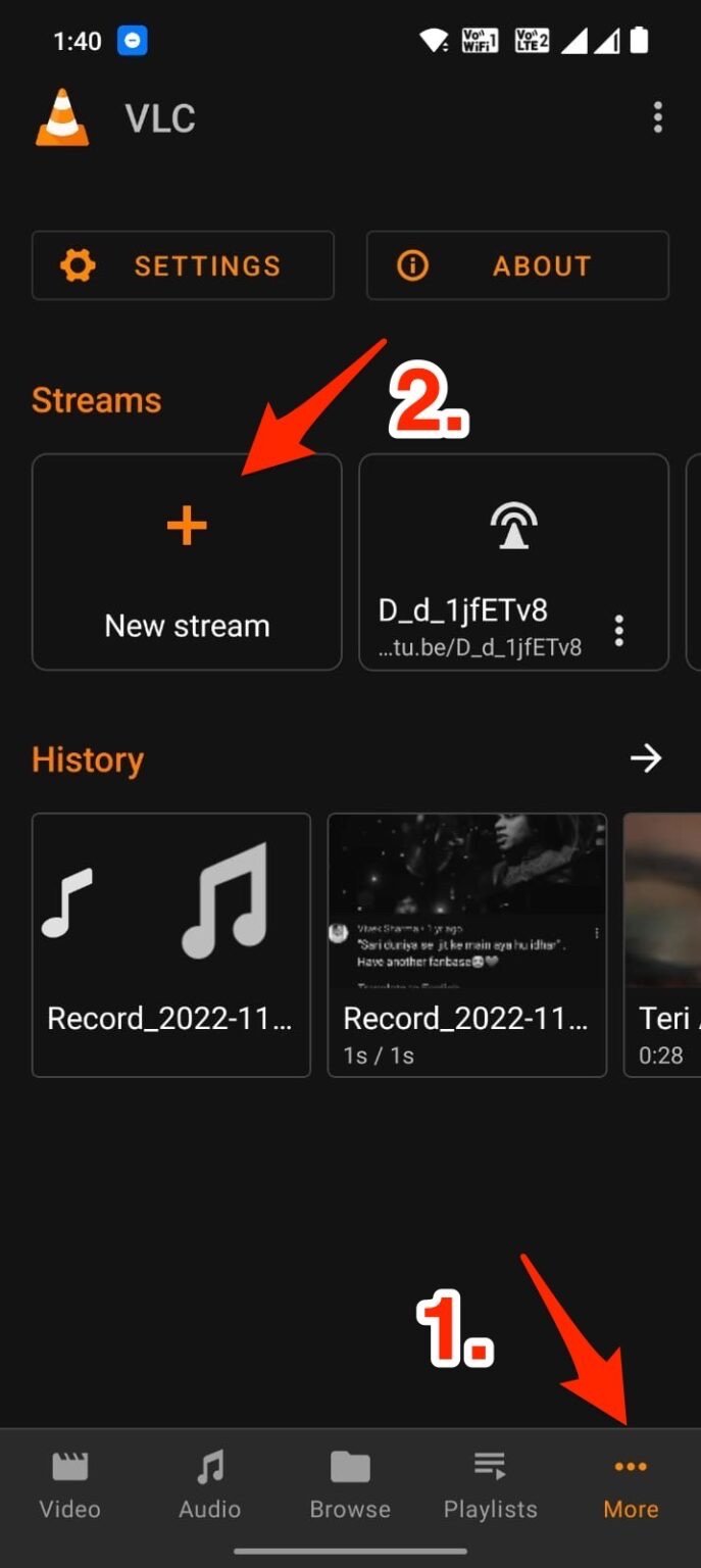 Click on the More tab and click on New Stream.