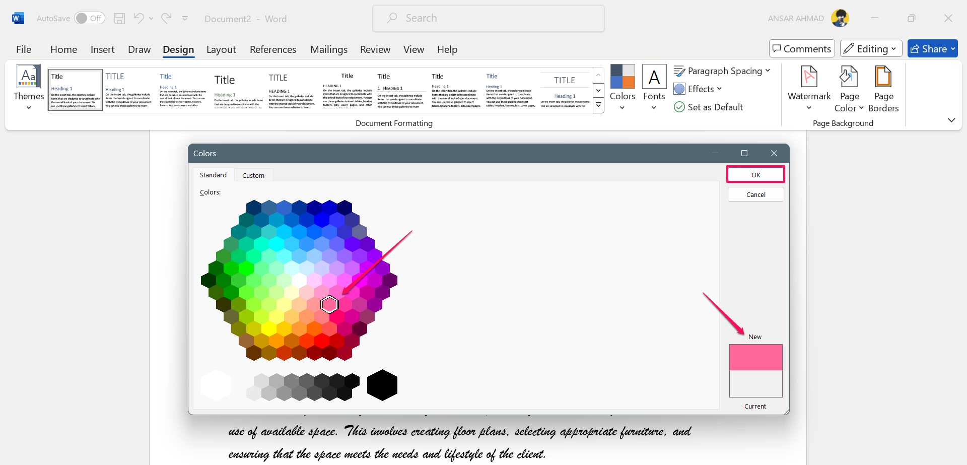 How to Add a Background in Microsoft Word 5 Click on the Standard tab to select the color