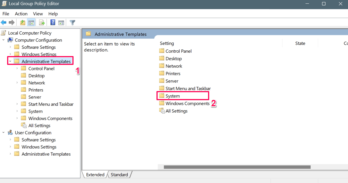 Click on the Administrative Templates