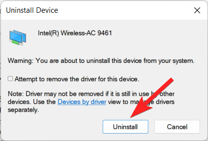 How to Fix Missing Cellular Option in Windows 11? 21 Confirm uninstall device option