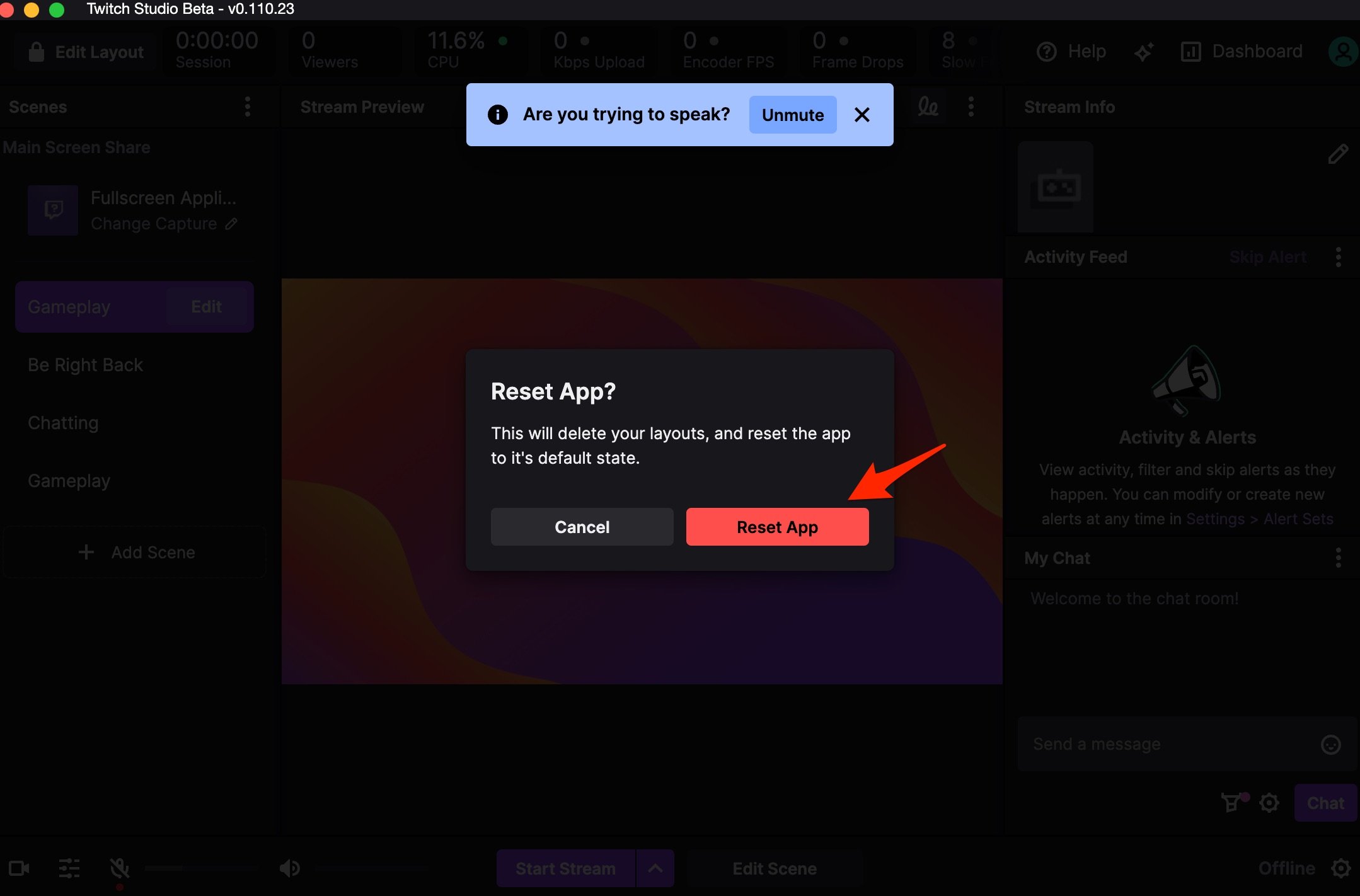 Confirm Reset