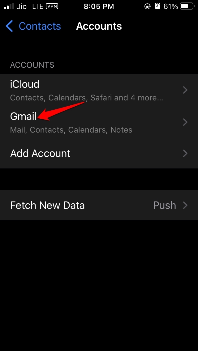 Contacts Gmail accounts
