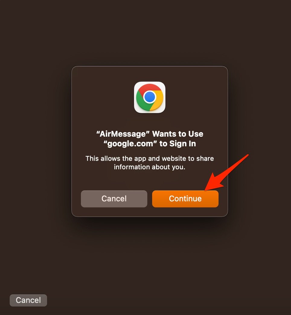 Continue Google Account Login