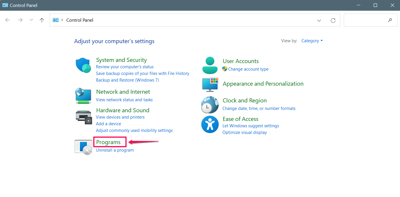 Click on Programs