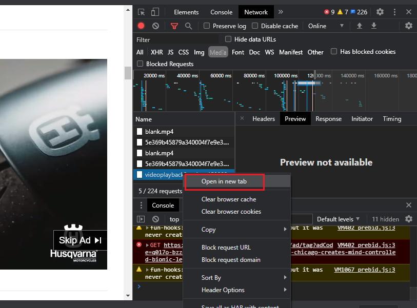How to Download Videos from JW Player? 3 Copy Network in New Tab
