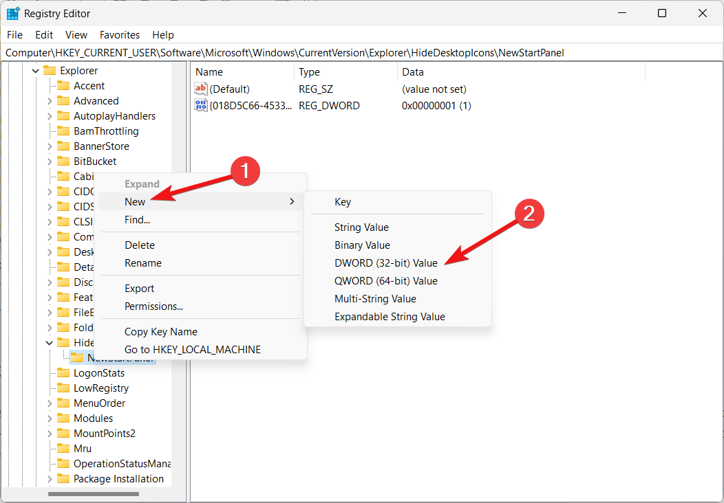 How to Remove the 'Learn More About this Picture' Icon in Windows 11 7 Create a new DWord 32 bit value