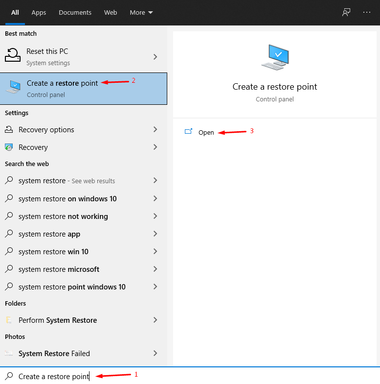How to Fix Windows Error Code 0x6D9? 14 Create a restore point