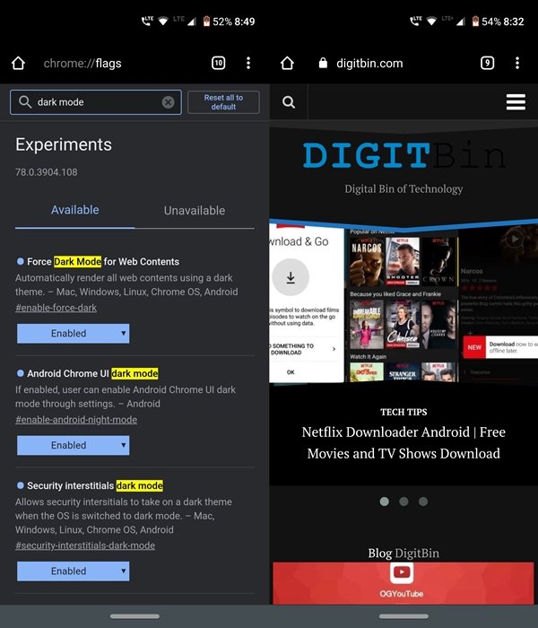 Dark Mode in Google Search Results on Chrome 4 Dark Mode Chrome Flags